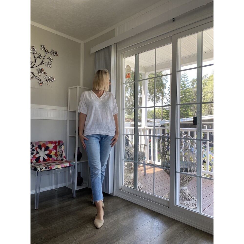 Keneth too! Made in U.S.A. Pullover white Short lantern sleeve L